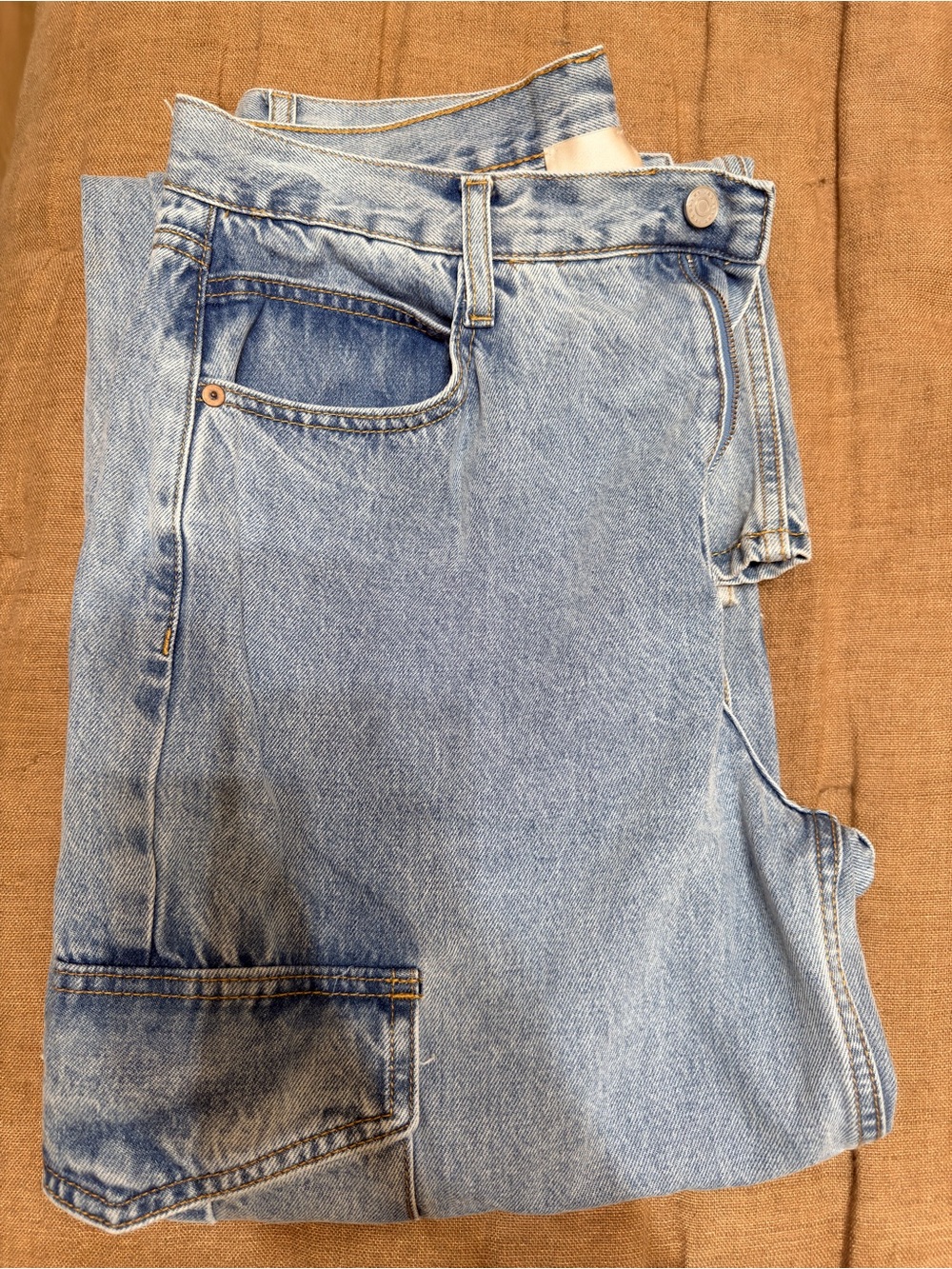 Industry Light Blue Cargo Jeans for Women - Relaxed Fit